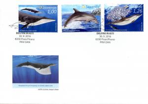 Slovenia 2016 FDC Whales & Dolphins 3v Set Cover Marine Animals Stamps