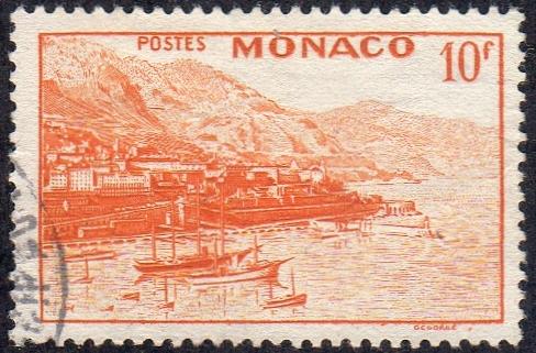 Monaco 229 - Used - 10fr Harbor of Monte Carlo (1943) (cv $0.65)