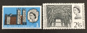 Great Britain 1966 #452-3, Westminster Abbey, MNH.