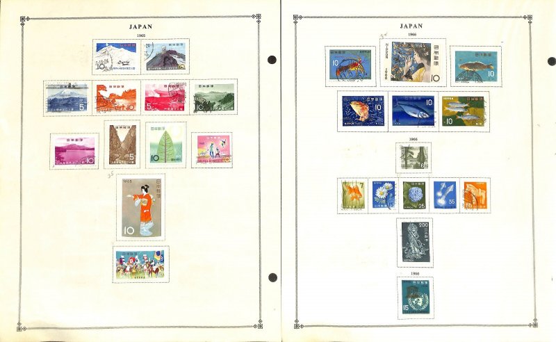 Japan Stamp Collection on 32 Scott International Pages, 1961-1977 (DF)