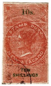 (I.B) New Zealand Revenue : Stamp Duty 10/- (reversed watermark) 