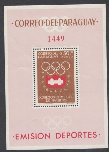 1963 PARAGUAY WINTER OLYMPICS INNSBRUCK/ PERF S/S (SC#790a) MNH VF