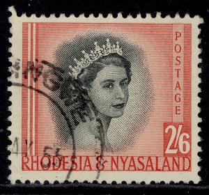 RHODESIA & NYASALAND QEII SG12, 2s 6d black & rose-red, FINE USED.