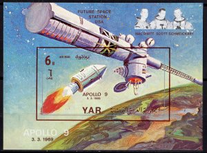 YEMEN 1969 Sc#261G - APOLLO 9 FUTURE SPACE STATION Souvenir Sheet IMPERFORATED