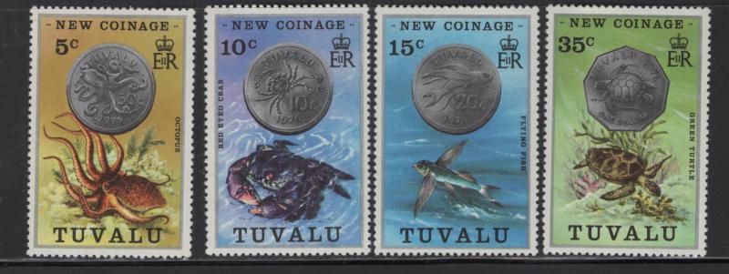 TUVALU 19-22 MNH COINS SET 1976, SEA LIFE