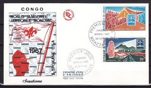 Congo Rep., Scott cat. C58-C59. Idaho Scout Jamboree issue. First Day Cover. ^