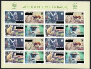 Sierra Leone WWF Patas Monkey IMPERF Sheetlet of 4 sets Ovpt RARR 2008 MNH