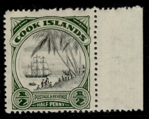 COOK ISLANDS GVI SG137w, ½d black & deep green, LH MINT.