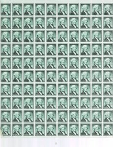 Washington 1c US Postage Sheet #1031 VF MNH