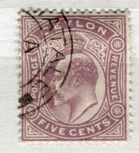 CEYLON; 1903 early Ed VII issue fine used 5c. value