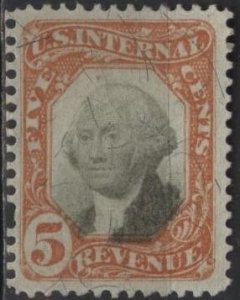 US R137 (used) 5¢ Internal Revenue, Washington, org & black (1871-72)