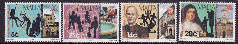 Malta-Sc#878-81- id6-unused NH set-Silhouettes of Youth-1995-
