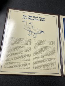 1988 Duck Stamp First Day of Issue Folio with Mint Duck Stamp  