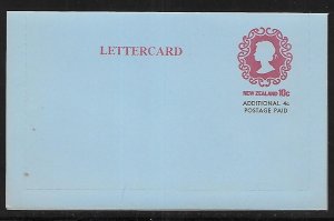 New Zealand Postal Stationery Lettercard 10c+4c Queen Elizabeth Unused