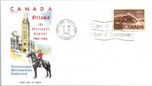 Canada 1965 FDC - Int'l Parliamentary Conference - Ottawa Ont - 5c Stamp - J3904