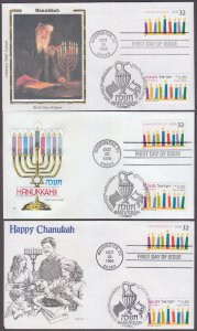 USA # 3118.3 FDC SET of 5 DIFF- JOINT ISSUE w/ISRAEL-HANUKKAH, JOINTLY CANCELLED