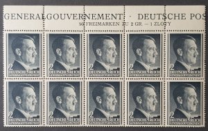 GERMANY THIRD 3rd REICH OCC POLAND GENERAL GOVERNMENT HITLER BLOCK 1941 MNH