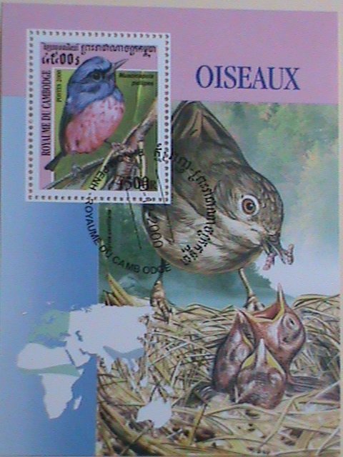 CAMBODIA STAMP:2000-SC#1982- COLORFUL LOVELY BIRDS CTO-NH- SOUVENIR SHEET