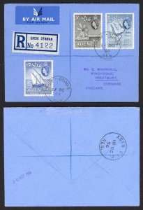 Aden Sheik Othman 1956 SUPERB Small Registered Airmail cover to England