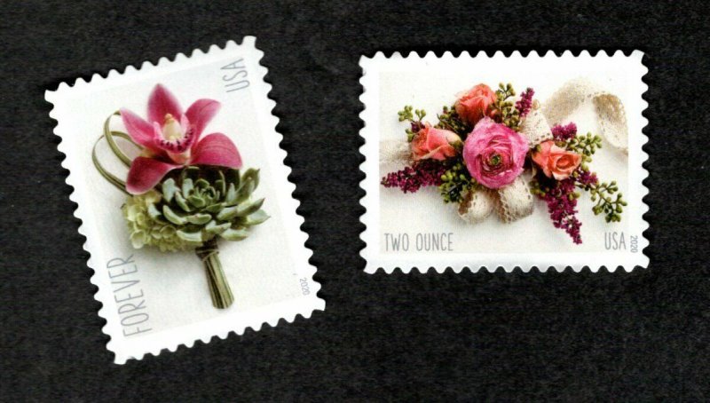 5457 - 5458  Boutonniere & Garden Corsage (Clear Perforations ) MNH 2020