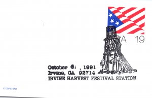 US SPECIAL PICTORIAL CANCEL POSTAL CARD IRVINE CALIFORNIA HARVEST FESTIVAL 1991