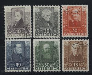 Austria 1st Republic Dichter Poets Mi524-529 Set Used 51971