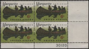 SC#1356 6¢ Father Marquette Issue Plate Block: UR #30124 (1968) MNH*