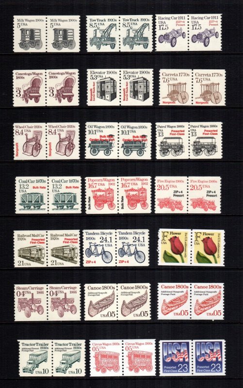 US  21  MNH  coil pairs