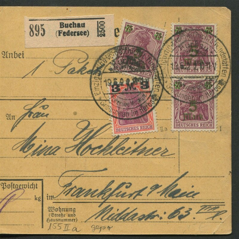 Germany Inflation 1922 Packet/Parcel Card Mi 155IIa, 156I Scott 134, 135