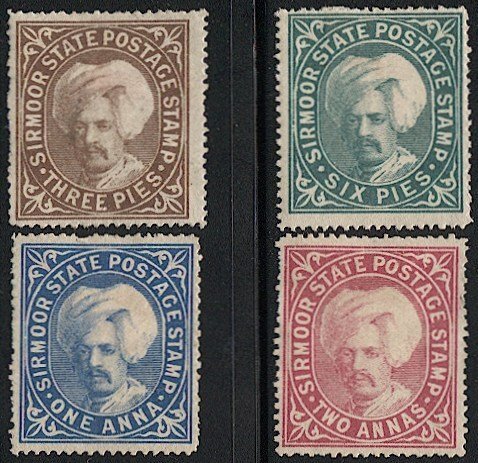 INDIAN STATES - Sirmoor 1885-88 Sc 3,5-7 Unused hinged F-VF