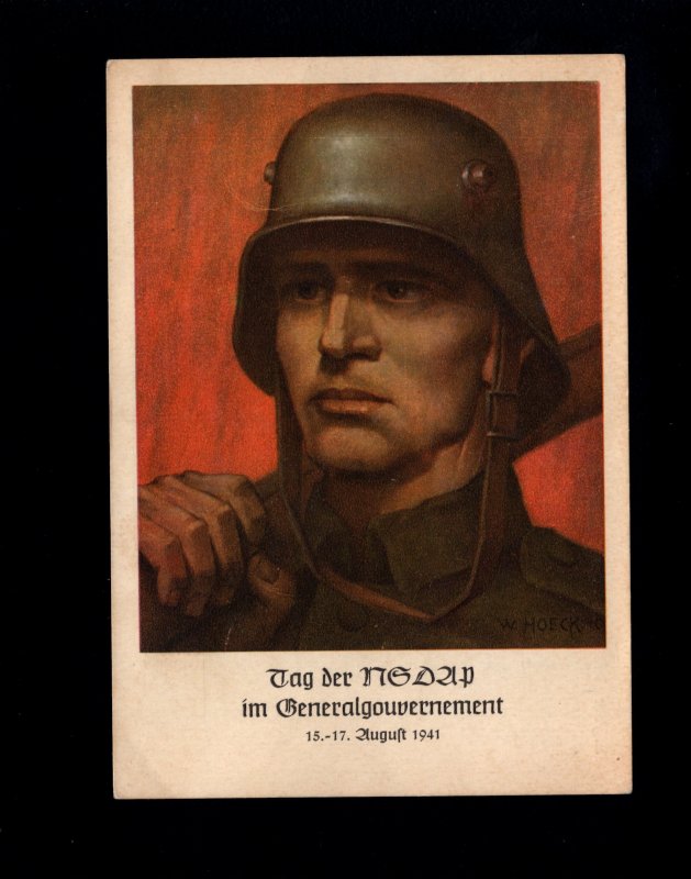 Germany Soldier NSDAP Day Occupied Poland I Year Cancels Krakow Postcard  H3