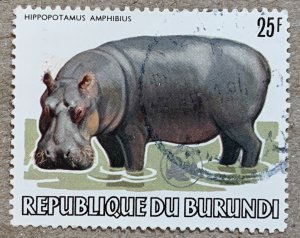 Burundi 1983 25fr Hippopotamus, used.  WWF emblem.  Scott 594a.  CV $27.50