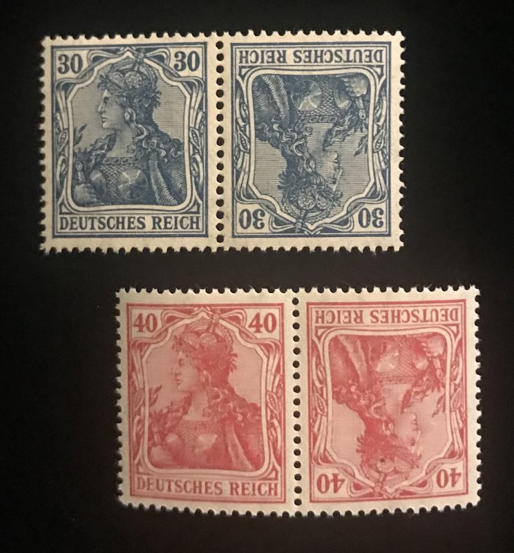 Germany 123a & 124a tete-beche pairs, MNH