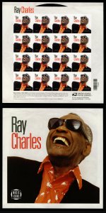 #4807a RAY CHARLES IMPERF PANE, VF/XF mint never hinged, Icon Blind Musician,...