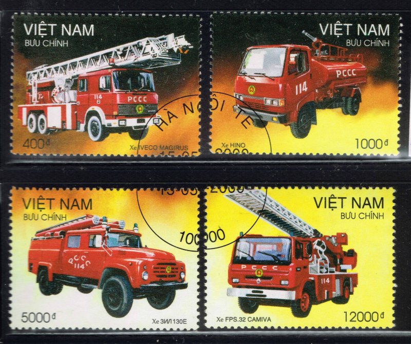 Viet Nam DR ~ #2965A-D ~ Fire Trucks ~ Used CTO Set