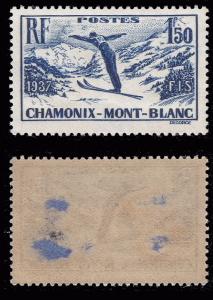 France 1937 Sc 322 YT 334 MNH F adhesions Winter sports at Chamonix
