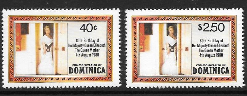 DOMINICA SG732a/3a 1980 80th BIRTHDAY OF QUEEN MOTHER p14 MNH