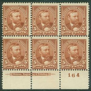 EDW1949SELL : USA 1894 Scott #255 P/B of 6. Scarce Very Fresh. Cat as sgls $1735