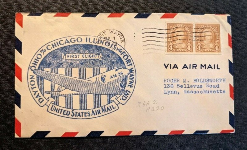 1931 Fort Wayne Indiana First Flight Cover to Lynn Massachusetts