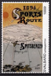 SVALBARD SPITSBERGEN 2021 CRUISE POSTER SPORTS ROUTE 1896 MAP MNH LOCAL STAMP