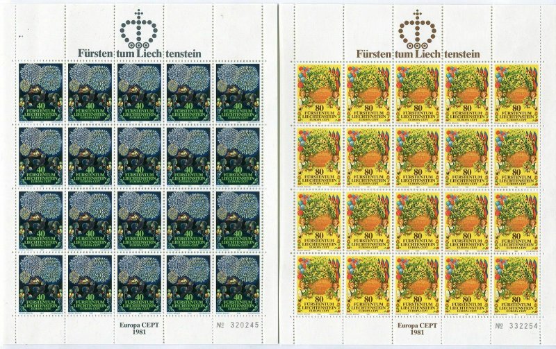 Liechtenstein 708-709 sheets,MNH.Michel 764-765. EUROPE CEPT-1981.Fireworks,