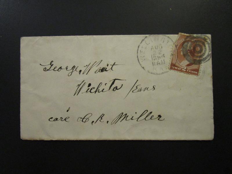 US 1885 Cover w/ Wellington Kansas Bullseye Cancel - Z5702