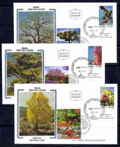 ISRAEL 2018 TREES OF ISRAEL 3 STAMPS ON 1981 SPECIAL FDC FLORA RARE