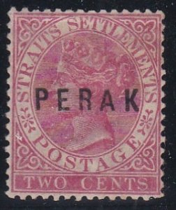 Malaya - Perak # 5, Straits Settlements Stamp Overprinted, Hinged, 1/2 Cat.