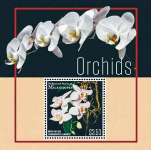 Micronesia 2015 - Flowers Flora Moth Orchid - Stamp Souvenir sheet - MNH