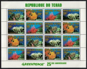 Chad Corals Greenpeace Sheetlet of 4 sets 1996 MNH MI#1365-1368