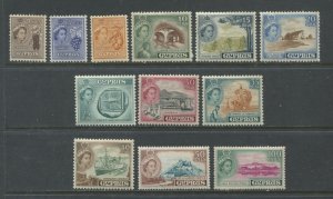 Cyprus QEII 1955 set to 100 mills mint o.g. hinged