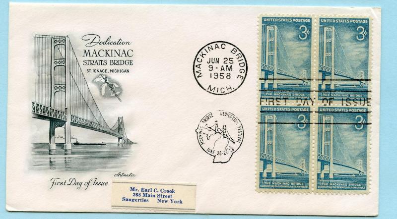 USA FDC Sct # 1109; blk 4; Artmaster Cachet