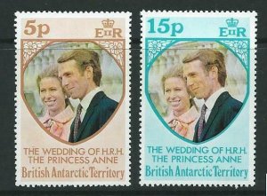 BRITISH ANTARCTIC TERR. SG59/60 1973 ROYAL WEDDING  MNH