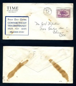# 772 First Day Cover with Time Magazine cachet Hartford, CT - 4-26-1935
